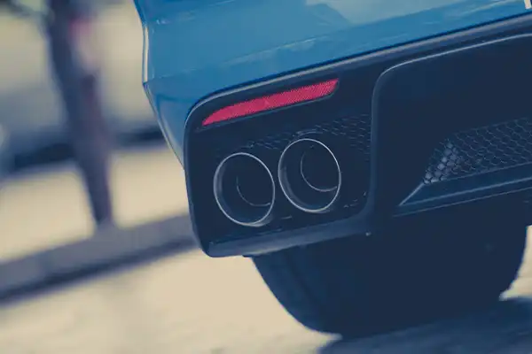 Close up look at a vehicles exhaust 
